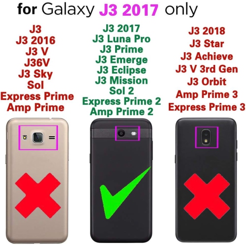 Compatible with Samsung Galaxy J3 Luna Pro J 3 Prime 2017 Emerge 3J Eclipse Mission Case and Tempered Glass