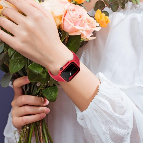 Étui avec protecteur d'écran en verre compatible avec la montre Apple Watch 41&nbsp;mm série 45&nbsp;mm 7, couverture intégrale Slim Hard