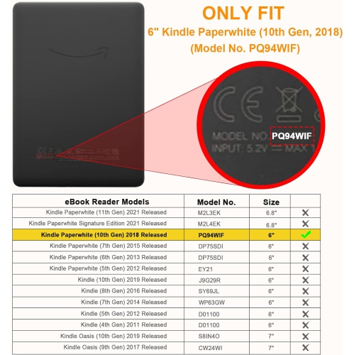 Slimshell Case for Kindle Paperwhite - Premium Lightweight PU Leather Cover