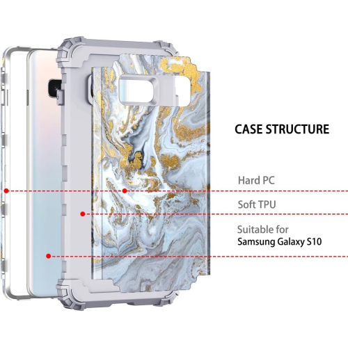 Compatible with Galaxy S10 Case,Shockproof 3 Layer Heavy Duty Hard PC+Soft Silicone Bumper Rugged Anti-Slip