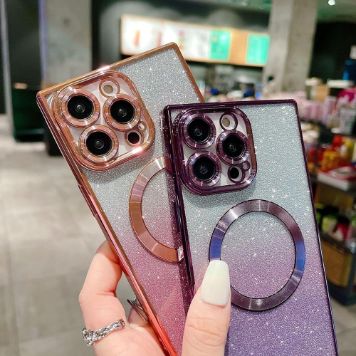 Magnetic Case for iPhone 15 Square Glitter Case [Compatible with MagSafe] Heavy Duty Protection Slim Thin Fit