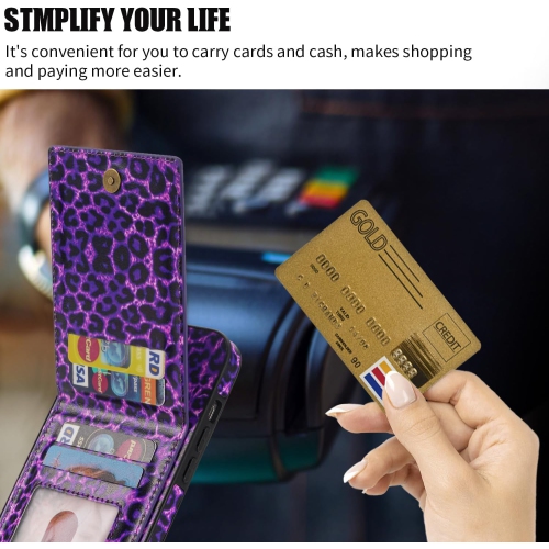 Phone Case for iPhone 15 Plus 6.7 inch Wallet Cover with Screen Protector RFID Card Holder Slot Stand Leopard