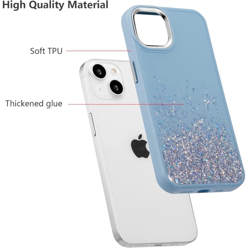 Étui pour iPhone de 13 6,1 po, protection contre les chutes paillettes scintillantes et recharge sans fil
