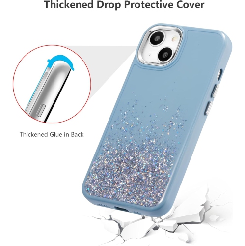 Étui pour iPhone de 13 6,1 po, protection contre les chutes paillettes scintillantes et recharge sans fil