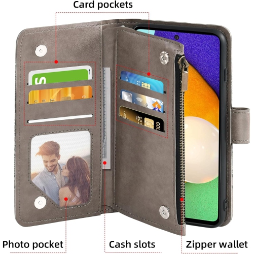Compatible with Samsung Galaxy A52/A52S 5G Wallet Case and Tempered Glass Screen Protector Leather Flip Card