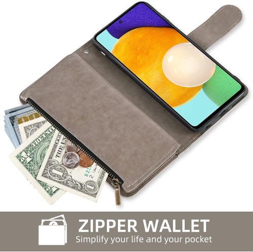 Compatible with Samsung Galaxy A52/A52S 5G Wallet Case and Tempered Glass Screen Protector Leather Flip Card