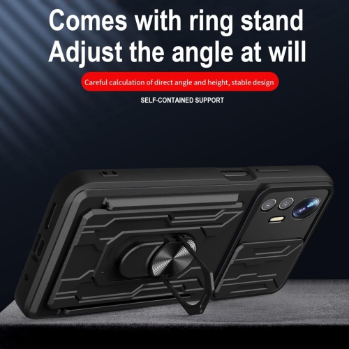 for Xiaomi 12 Lite Case Sliding Window Case with Card Holders, Cover with Slide Camera Protection Built-in