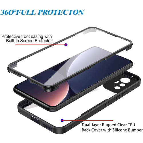 Full Surround Clear Case for Xiaomi 12 Pro, TPU Full Body Protection Shockproof with Screen Protector