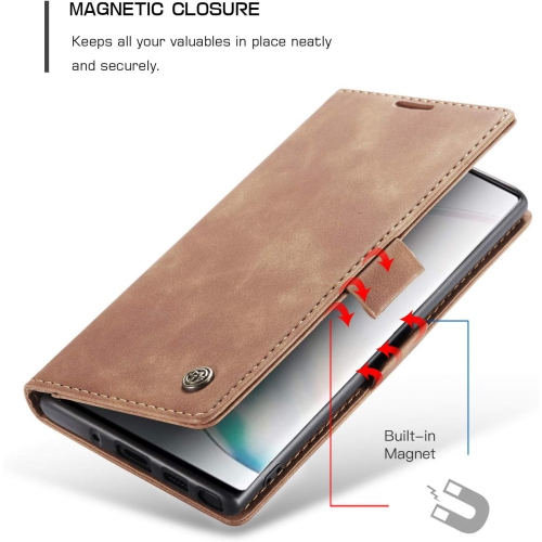 Étui pour Galaxy Note 10 plus, étui portefeuille en cuir classique avec fente pour carte et étui à rabat avec fermeture magnétique
