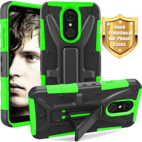 LG Q7 Case, LG Q7 Cases, [Military Grade] Ring Kickstand Hard PC Soft TPU Shockproof Protective Cases for LG Q7
