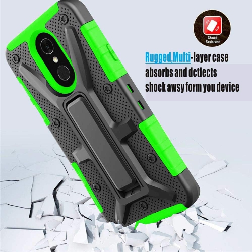 LG Q7 Case, LG Q7 Cases, [Military Grade] Ring Kickstand Hard PC Soft TPU Shockproof Protective Cases for LG Q7