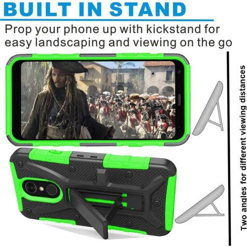 LG Q7 Case, LG Q7 Cases, [Military Grade] Ring Kickstand Hard PC Soft TPU Shockproof Protective Cases for LG Q7