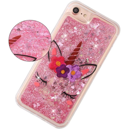 iPhone 8 Case Glitter Liquid Sparkle Floating Shiny Quicksand Clear Soft TPU Silicone Shockproof Protective