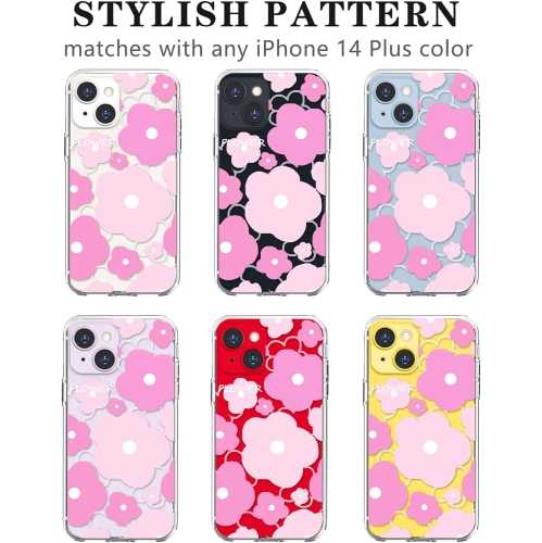 Compatible for iPhone 14 Plus Case Cute Clear Oil Flower Floral Design for Girls Women Soft TPU Shockproof