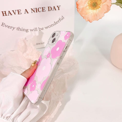 Compatible for iPhone 14 Plus Case Cute Clear Oil Flower Floral Design for Girls Women Soft TPU Shockproof
