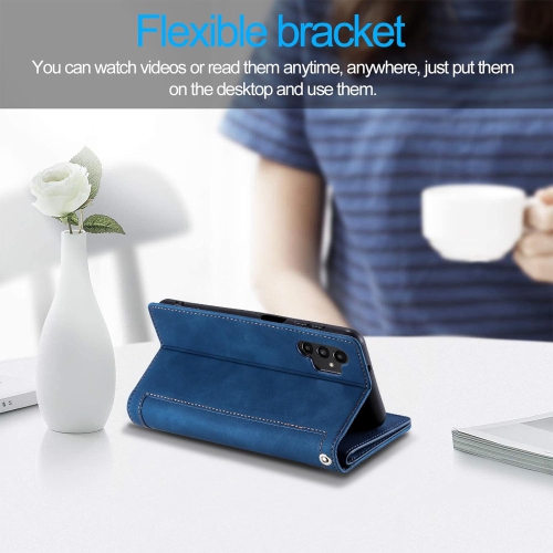 Wallet Case for Samsung Galaxy A13 5G 4G/Galaxy A04S, Retro Matte 9 Card Holder Slots Zipper Pocket Case PU