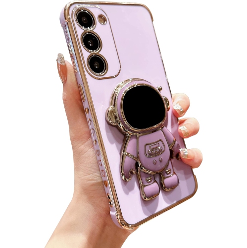 Compatible avec l'étui Cute Cartoon Astronaut Hidden Stand de S23 6,1 po pour femmes Luxury Plating de Samsung