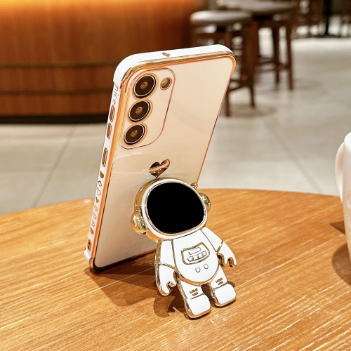 Compatible avec l'étui Cute Cartoon Astronaut Hidden Stand de S23 6,1 po pour femmes Luxury Plating de Samsung