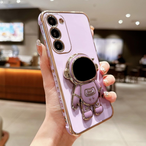 Compatible avec l'étui Cute Cartoon Astronaut Hidden Stand de S23 6,1 po pour femmes Luxury Plating de Samsung