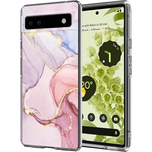 UNKNOWN  Sparkle Phone Case for Google Pixel 6A With Marble Flexible Design for Women Girls, Full-Body Protection Soft Tpu In Gold