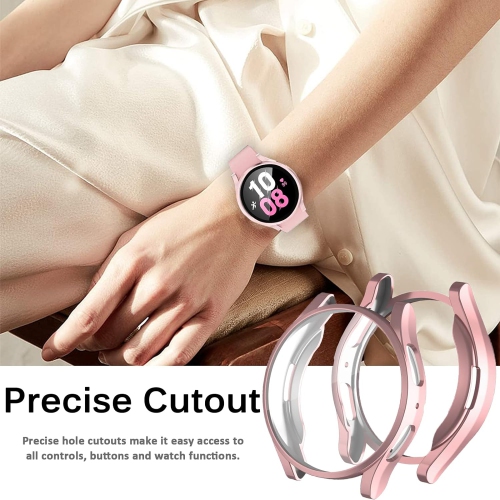 [2 Pack] Compatible Samsung Galaxy Watch 5 Case 44mm with Screen Protector, Ultra-Thin Soft TPU Plated Bumper