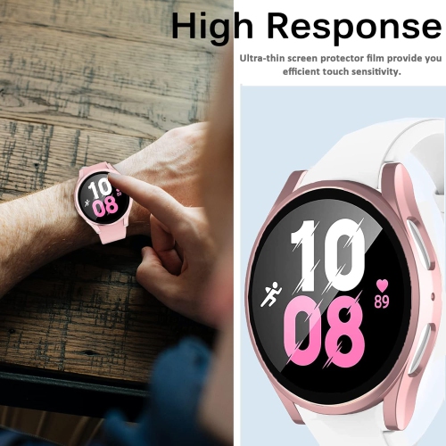 [2 Pack] Compatible Samsung Galaxy Watch 5 Case 44mm with Screen Protector, Ultra-Thin Soft TPU Plated Bumper