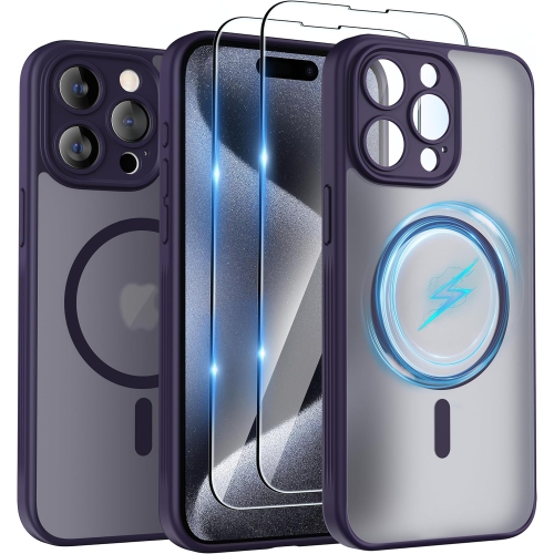 Magnetic Matte for iPhone 15 Pro Case, Compatible with MagSafe Translucent Matte Shockproof Frosted Protective