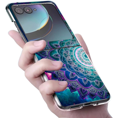 Razr plus 2023 étui, Mandala Flower Space anti-égratignure solide étui rigide protecteur ShShookproof pour téléphone