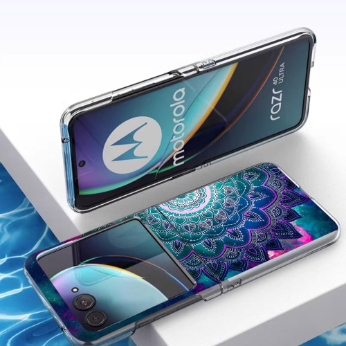 Razr plus 2023 étui, Mandala Flower Space anti-égratignure solide étui rigide protecteur ShShookproof pour téléphone