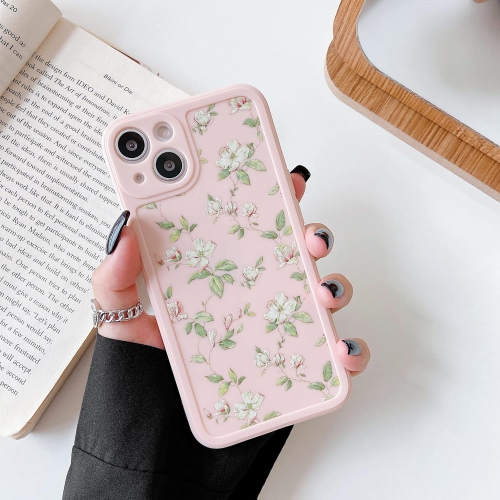 Compatible with iPhone 14 Plus Case for Girls Women, Floral Flower Pattern Design Silicone Case, Slim