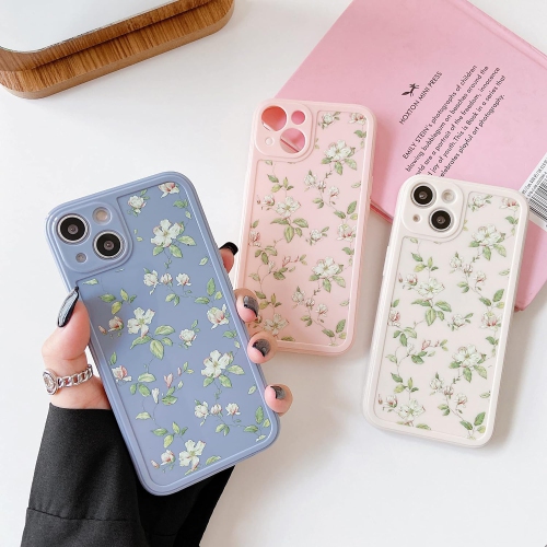Compatible with iPhone 14 Plus Case for Girls Women, Floral Flower Pattern Design Silicone Case, Slim
