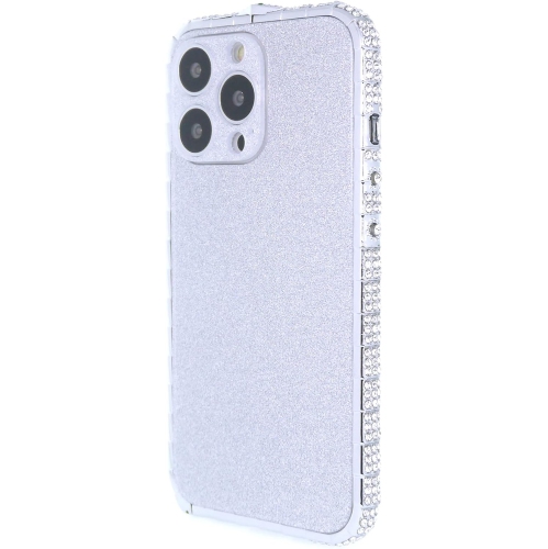 iPhone 13 Pro Diamond Bumper Case for Women, Sparkly Rhinestone Snake Design Metal Bumper, Glitter Black Panel