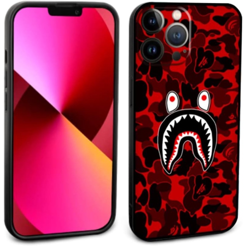 Étui en silicone pour femmes et hommes iPhone 14 Pro Max de Shark Teeth, adorable protection complète pour le visage de requin camouflage souple
