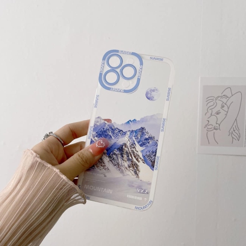 Compatible for iPhone 13 Pro Max Snow Mountain Sunrise Cute Case with Camera Protective Soft TPU Shockproof