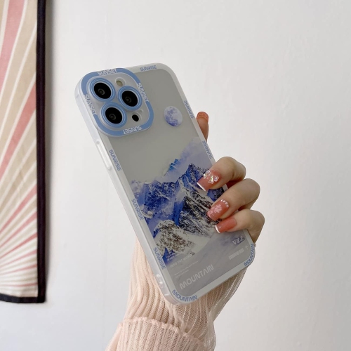 Compatible for iPhone 13 Pro Max Snow Mountain Sunrise Cute Case with Camera Protective Soft TPU Shockproof