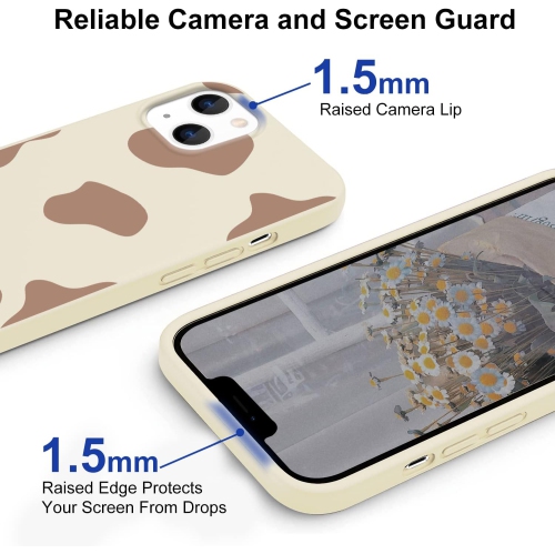 Étui Qiusuo conçu pour iPhone 13, étui pour téléphone à motif de vache brune ajusté et ajusté en silicone