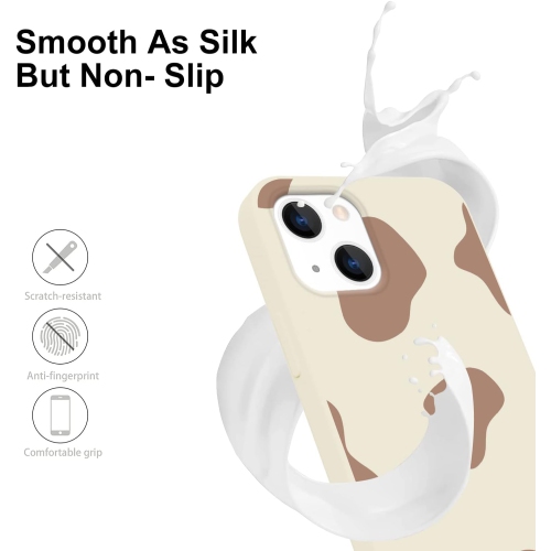 Étui Qiusuo conçu pour iPhone 13, étui pour téléphone à motif de vache brune ajusté et ajusté en silicone