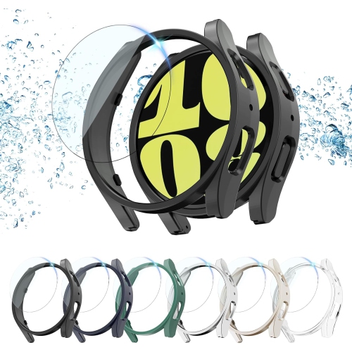 Screen Protector Case for Samsung Galaxy Watch 6 40mm, Hard PC Bumper & HD Anti-Fog Tempered Glass Protective Film