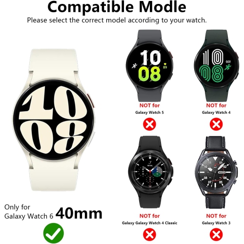 Screen Protector Case for Samsung Galaxy Watch 6 40mm, Hard PC Bumper & HD Anti-Fog Tempered Glass Protective Film