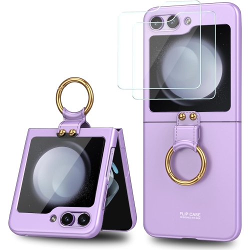 for Samsung Galaxy Z Flip 5 Case with Ring Holder, Z Flip 5 Case with Screen Protector Anti-Drop Shockproof