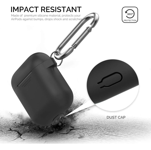 Upgrade AirPods Case Protective Cover Skin [Front LED Visible] Silicone Compatible with Apple AirPods 2 & 1