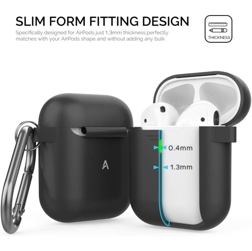 Upgrade AirPods Case Protective Cover Skin [Front LED Visible] Silicone Compatible with Apple AirPods 2 & 1