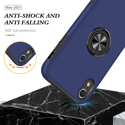 for iPhone XR Case,Silky Soft Touch Heavy Duty Protective Cover with Ring Holder Kickstand Magnetic Phone