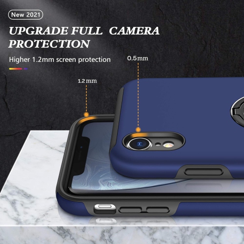 for iPhone XR Case,Silky Soft Touch Heavy Duty Protective Cover with Ring Holder Kickstand Magnetic Phone