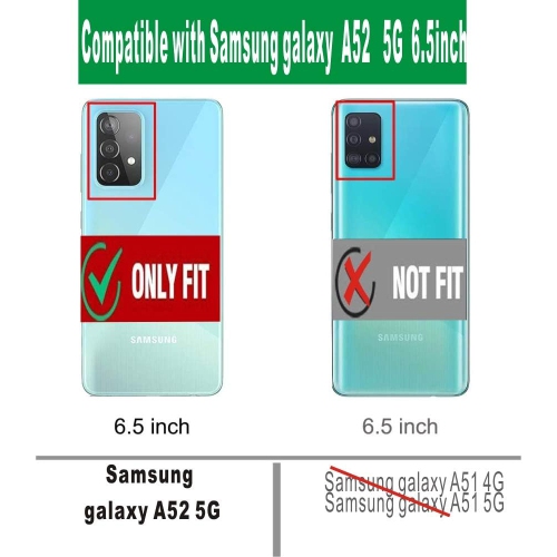 Étui pour téléphone A52 5G de Samsung, avec protecteur d'écran HD, anneau en métal rotatif à 360 degrés, absorption des chocs mince