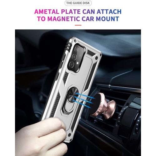 Étui pour téléphone A52 5G de Samsung, avec protecteur d'écran HD, anneau en métal rotatif à 360 degrés, absorption des chocs mince