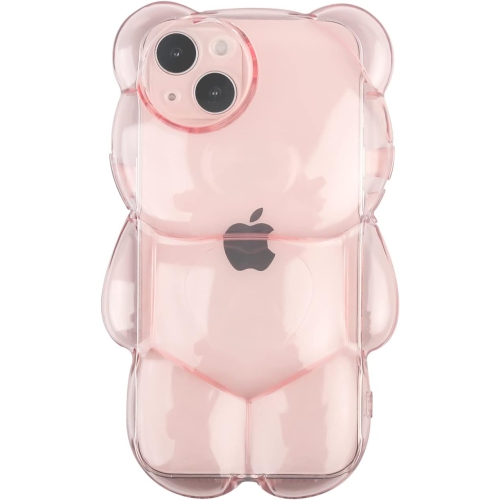Bear Phone Case Compatible with iPhone 12 Pro Max Case, Cute 3D Pink Clear Bear Case, Shockproof Kpop Cartoon