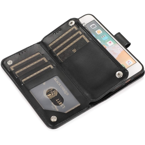 Wallet Case for iPhone SE 2022 5G/iPhone 7/iPhone 8/iPhone SE 2020, Premium PU Leather Magnetic Flower Zipper