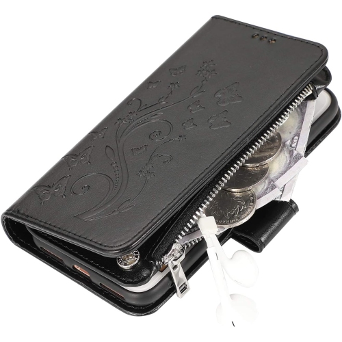 Wallet Case for iPhone SE 2022 5G/iPhone 7/iPhone 8/iPhone SE 2020, Premium PU Leather Magnetic Flower Zipper