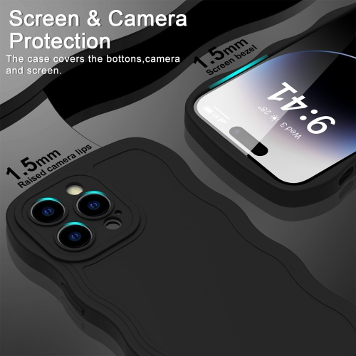 iPhone 14 Pro Case with Enhanced Camera Protection,iPhone 14 Pro Curly Wave Frame Design Soft Silicone Cover